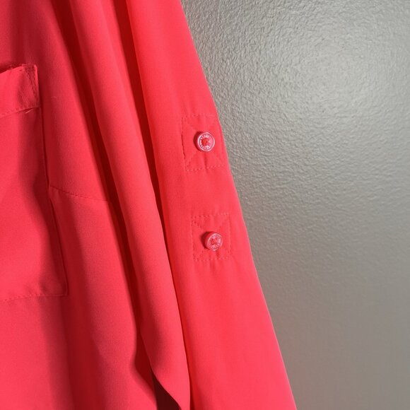Express Size Medium Pink Portofino Chiffon Button Shirt - Picture 4 of 6